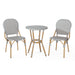 Outdoor Aluminum Armless French Bistro Set, 3-Piece, Gray and Bamboo Finish - DTYStore