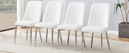 4 modern dining chairs, smooth PU leather backrest and silver-toned metal legs for a comfortable home experience for kitchens, bedrooms and offices. - DTYStore