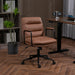 Office Chair,Mid Back Home Office Desk Task Chair with Wheels and Arms Ergonomic PU Leather Computer Rolling Swivel Chair with Padded Armrest,The back of the chair can recline 40Â° (Brown) - DTYStore