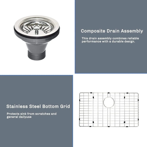 27' L X 18' W Undermount Kitchen Sink With Sink Grid Default -DTYStore