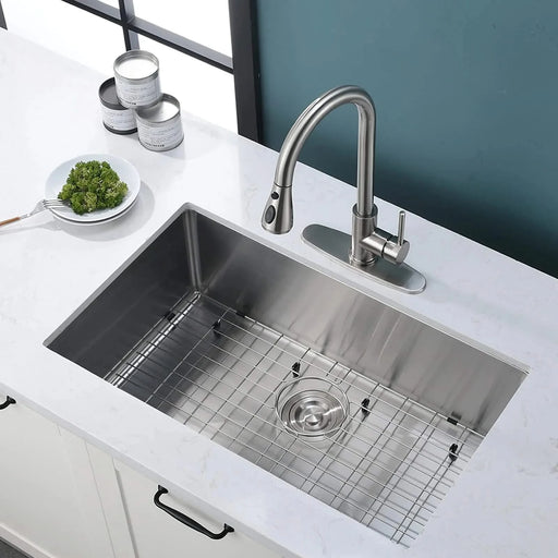 27' L X 18' W Undermount Kitchen Sink With Sink Grid Default -DTYStore