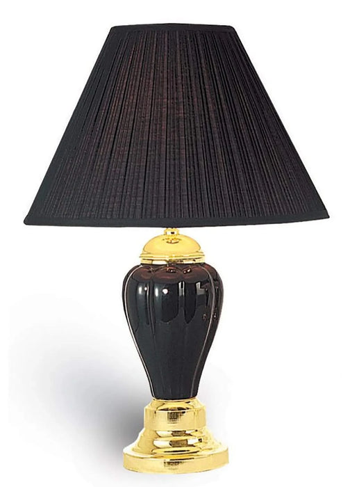 27' Tall Ceramic Table Lamp, Urn-Shaped with Black finish, Linen Shade Default -DTYStore