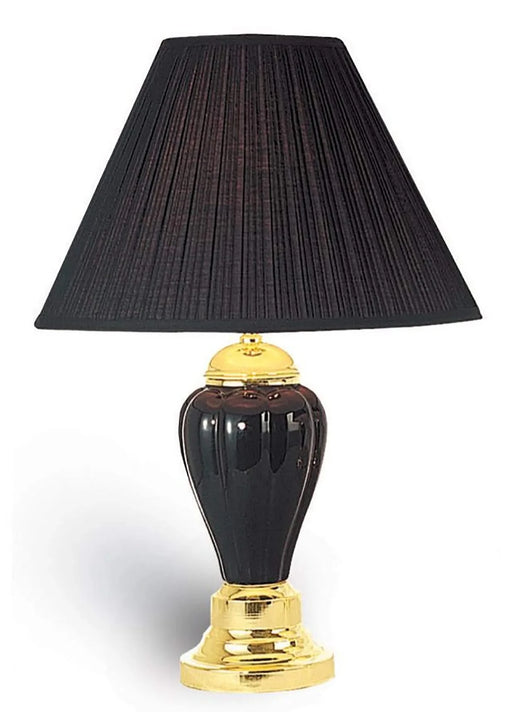 27' Tall Ceramic Table Lamp, Urn-Shaped with Black finish, Linen Shade Default -DTYStore