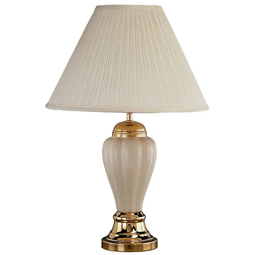 27' Tall Ceramic Table Lamp, Urn-Shaped with Ivory finish, Linen Shade Default -DTYStore