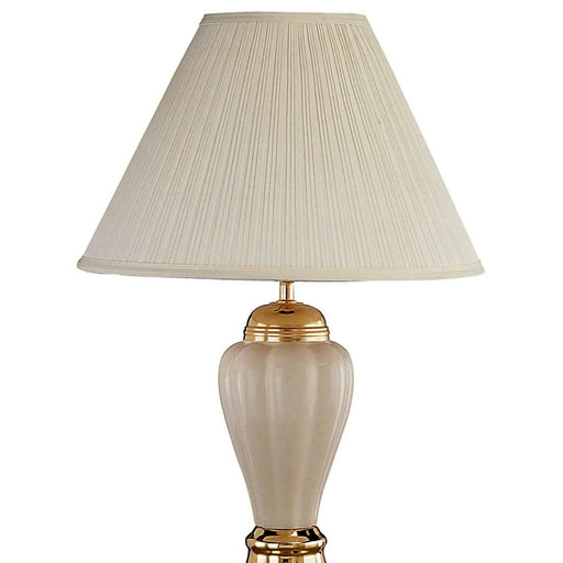 27' Tall Ceramic Table Lamp, Urn-Shaped with Ivory finish, Linen Shade Default -DTYStore