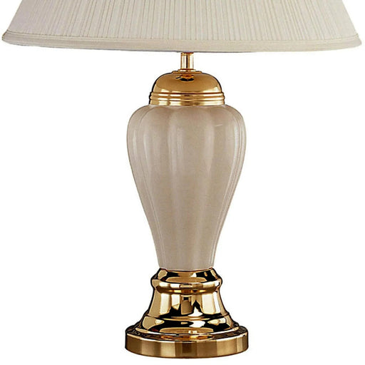 27' Tall Ceramic Table Lamp, Urn-Shaped with Ivory finish, Linen Shade Default -DTYStore