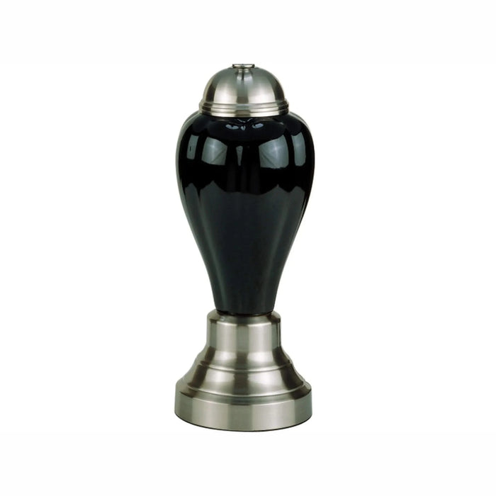 27' Tall Ceramic Table Lamp, Urn-Shaped with Silver / Black finish, Linen Shade Default -DTYStore
