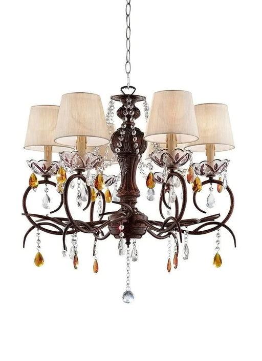 27' Tall Metal Ceiling Lamp 'Magnolia' with Bronze finish and Crystal Accents Default -DTYStore
