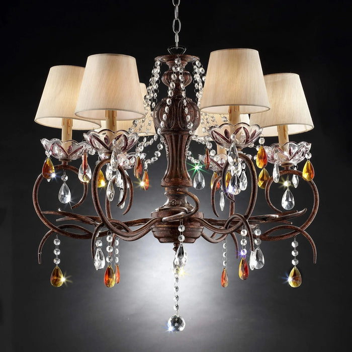 27' Tall Metal Ceiling Lamp 'Magnolia' with Bronze finish and Crystal Accents Default -DTYStore