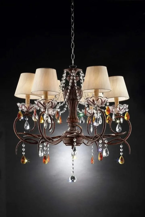 27' Tall Metal Ceiling Lamp 'Magnolia' with Bronze finish and Crystal Accents Default -DTYStore