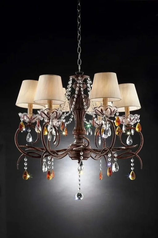 27' Tall Metal Ceiling Lamp 'Magnolia' with Bronze finish and Crystal Accents Default -DTYStore