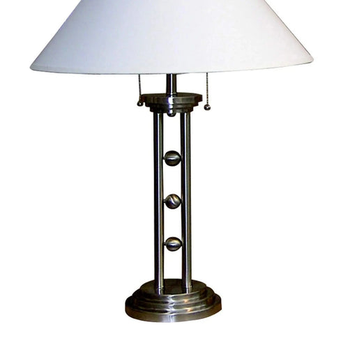27' Tall Metal 'Silver Tone' Table Lamp with Silver finish, White Linen Shade Default -DTYStore