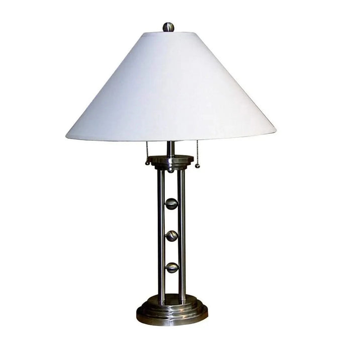 27' Tall Metal 'Silver Tone' Table Lamp with Silver finish, White Linen Shade Default -DTYStore