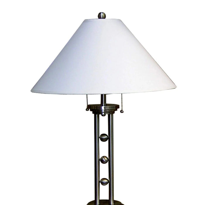 27' Tall Metal 'Silver Tone' Table Lamp with Silver finish, White Linen Shade Default -DTYStore