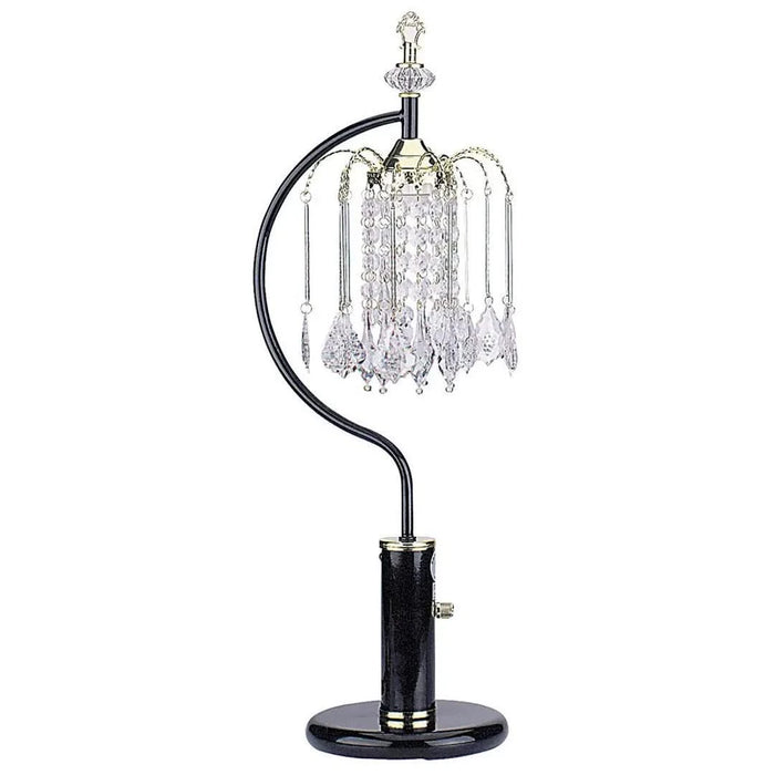 27' Tall Metal Table Lamp with Black finish, Crystal Chandelier Design Default -DTYStore