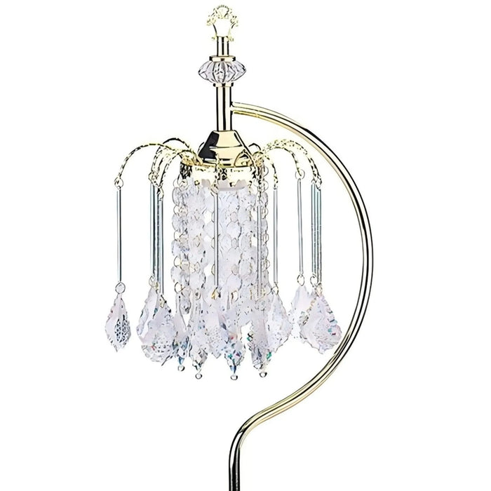 27' Tall Metal Table Lamp with Gold finish, Crystal Chandelier Design Default -DTYStore