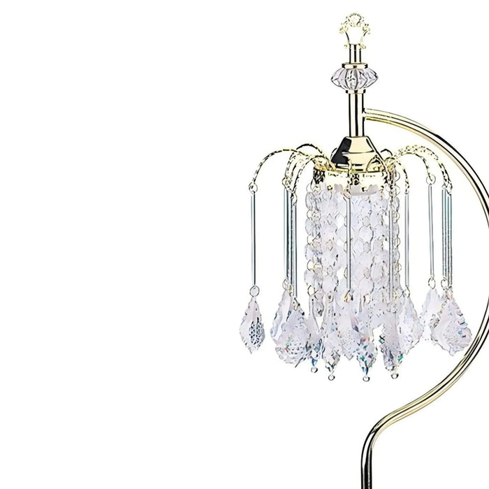 27' Tall Metal Table Lamp with Gold finish, Crystal Chandelier Design Default -DTYStore