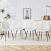 White artificial leather backrest cushion dining chair, black metal legs, curved widened cushion design for more comfort, suitable for restaurants, kitchens, bedrooms, offices.(4 chairs) 0502 - DTYStore