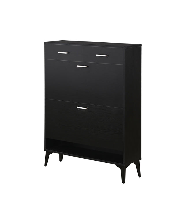 Large size Shoe Cabinet,Free Standing Tipping Bucket Shoe Rack Organizer with 2 Flip Drawers&2 Drawer,Modern Tipping Bucket for Entryway, Hallway, Bedroom-black