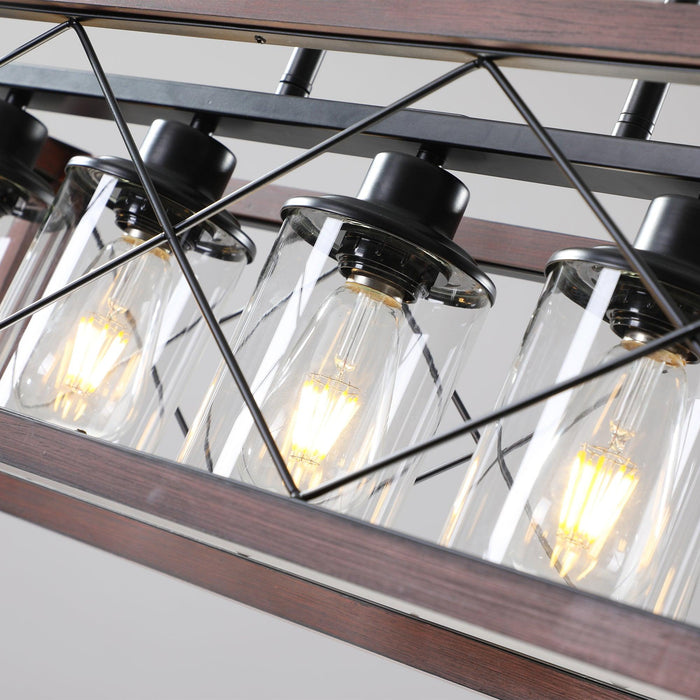 5-Light Retro Farmhouse Chandelier For Kitchen, Living room, Dining room Red and Black(No Bulbs) NEW SKU:W1340P206646 - DTYStore