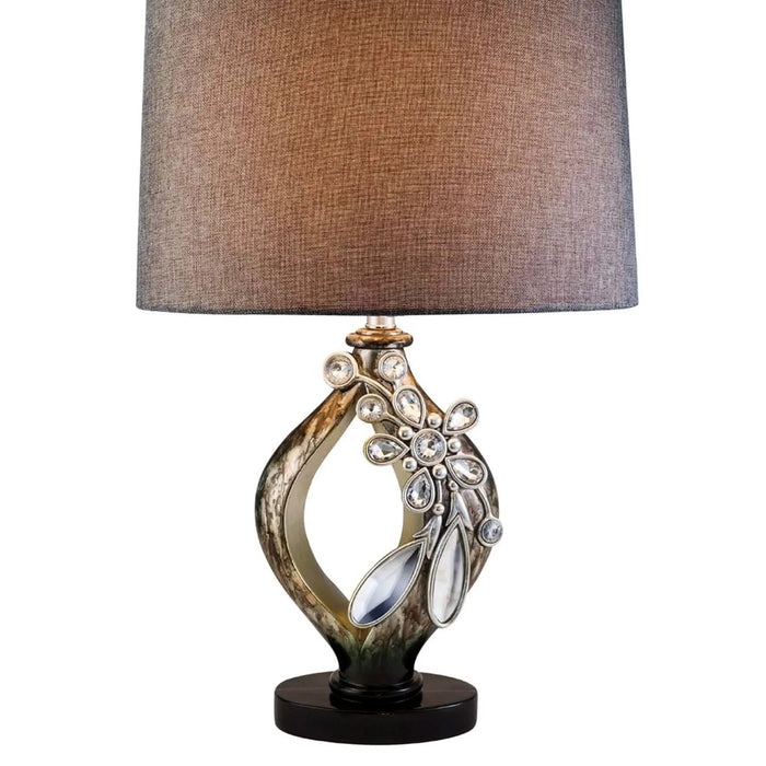 28.25' Tall Polyresin Table Lamp 'Balleria', Crystal and Glass Accent Default -DTYStore