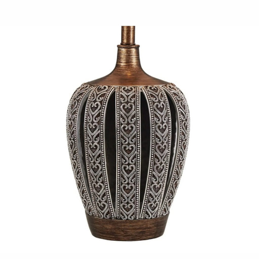 28.25' Tall Polyresin Table Lamp 'Everly' with Brown finish, White Shade Default -DTYStore