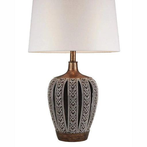 28.25' Tall Polyresin Table Lamp 'Everly' with Brown finish, White Shade Default -DTYStore