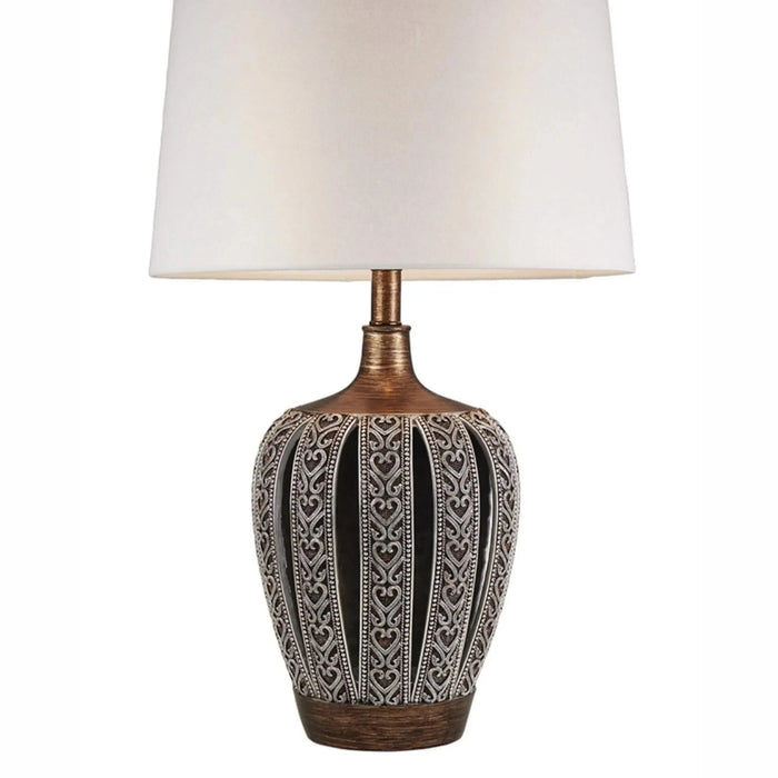 28.25' Tall Polyresin Table Lamp 'Everly' with Brown finish, White Shade Default -DTYStore