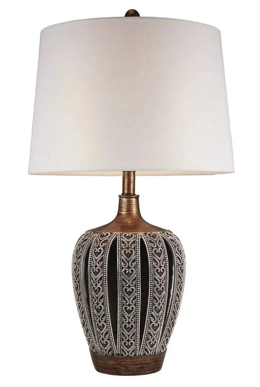 28.25' Tall Polyresin Table Lamp 'Everly' with Brown finish, White Shade Default -DTYStore