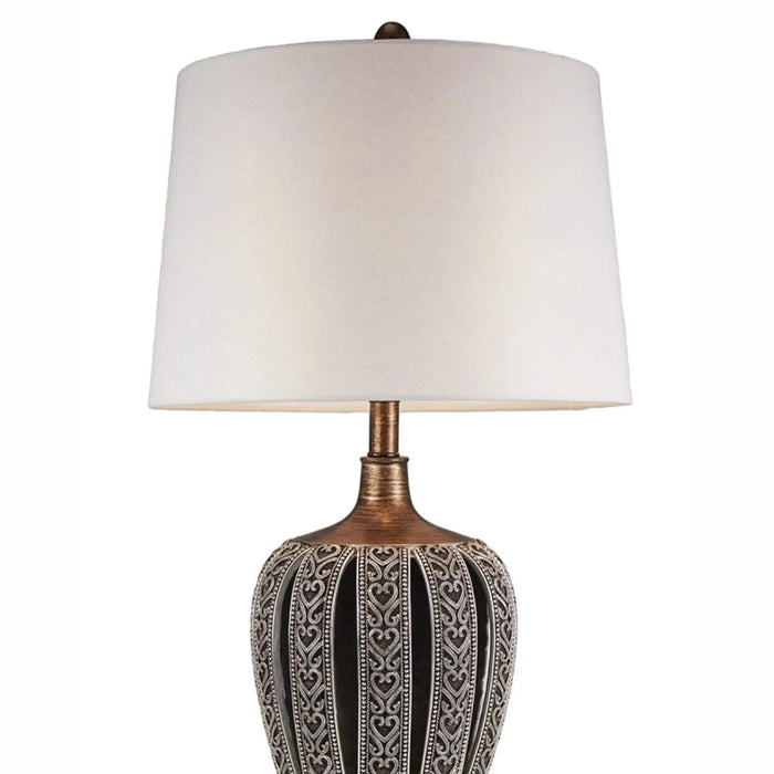 28.25' Tall Polyresin Table Lamp 'Everly' with Brown finish, White Shade Default -DTYStore