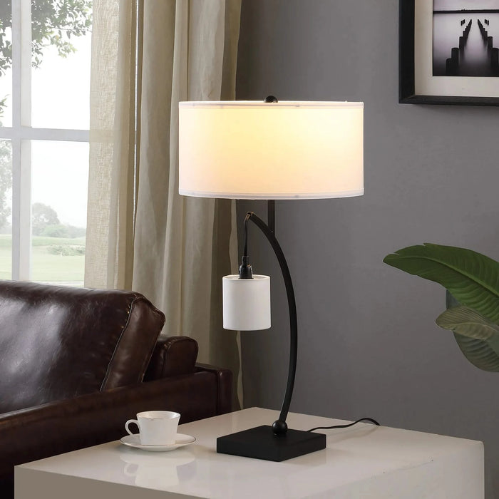 28.5' In Contemporary Dual Black Arc W/ Hanging Pendelum Lamp Metal Table Lamp Default -DTYStore
