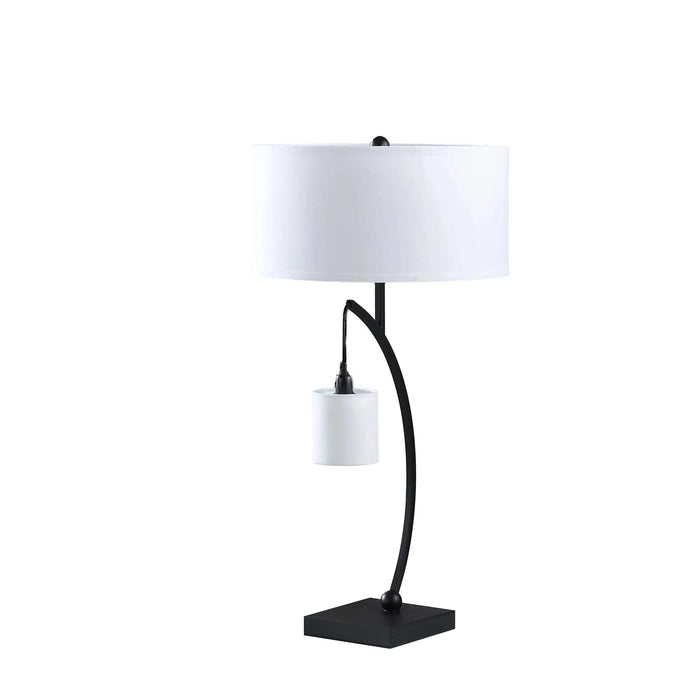 28.5' In Contemporary Dual Black Arc W/ Hanging Pendelum Lamp Metal Table Lamp Default -DTYStore