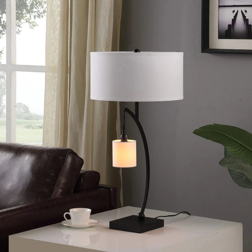 28.5' In Contemporary Dual Black Arc W/ Hanging Pendelum Lamp Metal Table Lamp Default -DTYStore