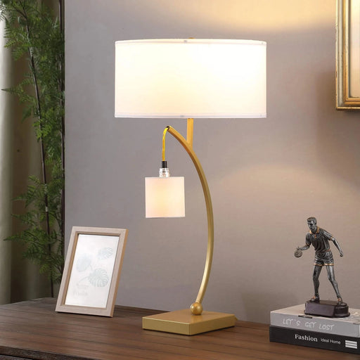 28.5' In Contemporary Dual Gold Arc W/ Hanging Pendelum Lamp Metal Table Lamp Default -DTYStore