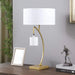 28.5' In Contemporary Dual Gold Arc W/ Hanging Pendelum Lamp Metal Table Lamp Default -DTYStore