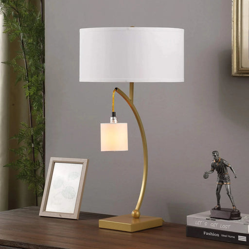 28.5' In Contemporary Dual Gold Arc W/ Hanging Pendelum Lamp Metal Table Lamp Default -DTYStore