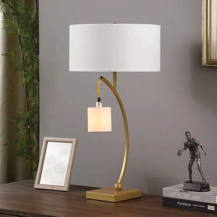 28.5' In Contemporary Dual Gold Arc W/ Hanging Pendelum Lamp Metal Table Lamp Default -DTYStore