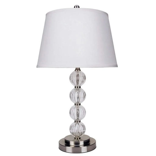28.5' Tall Metal Table Lamp with Satin Nickel finish and Orb design, Linen Shade Default -DTYStore