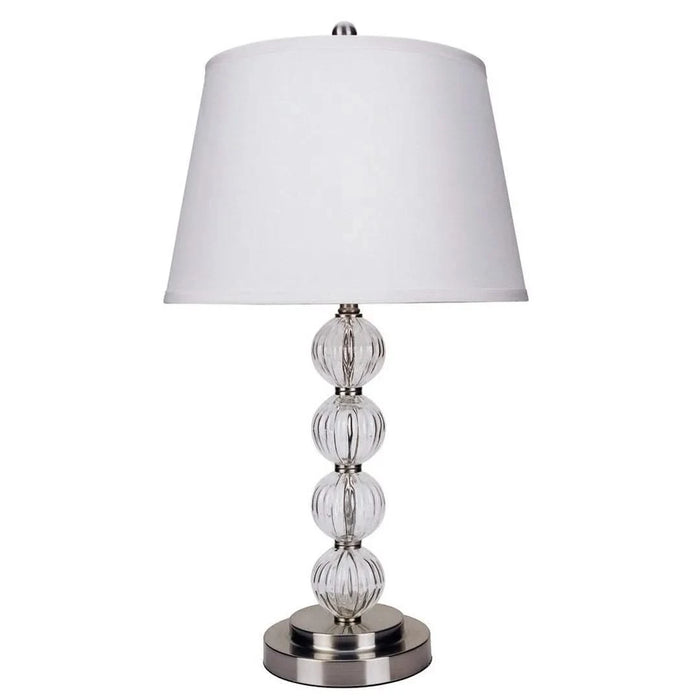 28.5' Tall Metal Table Lamp with Satin Nickel finish and Orb design, Linen Shade Default -DTYStore
