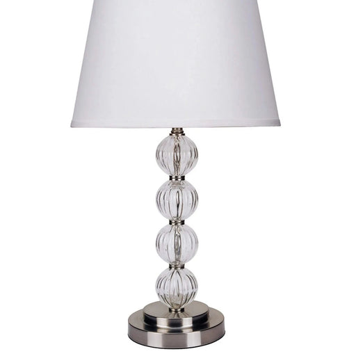 28.5' Tall Metal Table Lamp with Satin Nickel finish and Orb design, Linen Shade Default -DTYStore