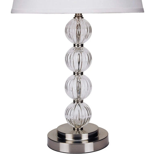 28.5' Tall Metal Table Lamp with Satin Nickel finish and Orb design, Linen Shade Default -DTYStore