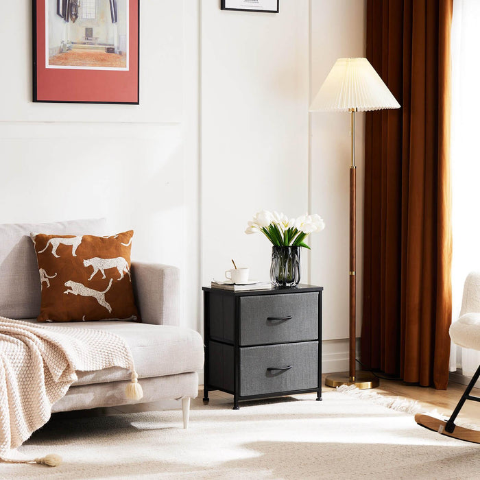 Drawers Dresser Chest of Drawers,Metal Frame and Wood Top,2bc,Gray - DTYStore