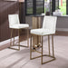 Woker Furniture Bar Stools Set of 2 Counter Height 26' Bar Stools with Back, Gold Brushed Barstools Modern Velvet Fabric Kitchen Stools for Counter Pub, Upholstered Dining Chairs - Creamy White - DTYStore