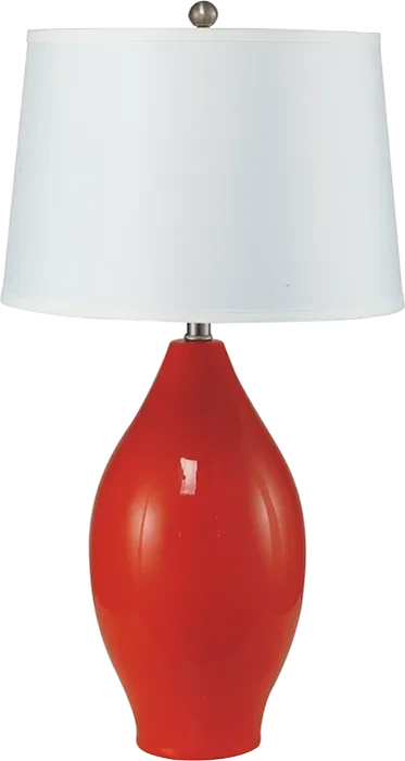 28'H RED LEMON SHAPE CERAMIC TABLE LAMP Default -DTYStore