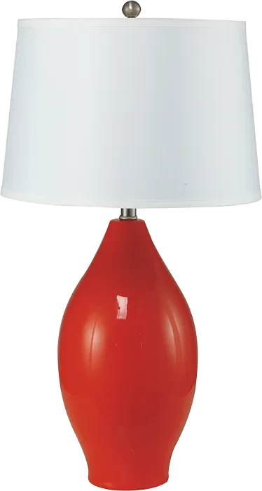 28'H RED LEMON SHAPE CERAMIC TABLE LAMP Default -DTYStore