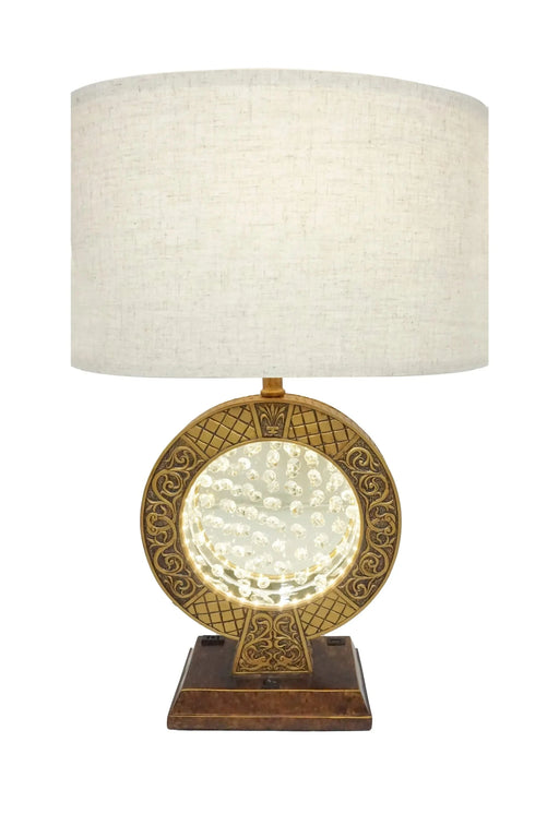 28' Antique polyresin Table Lamp WITH FLOATING CRYSTAL DECOR ON CENTER Default -DTYStore