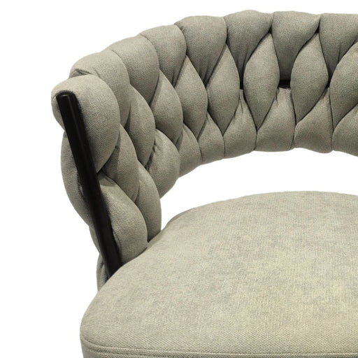 28' Bar Chair Linen Woven Bar Stool Set of 2, Grey Upholstered with Black Legs, 360 Swivel, Counter Arm Chairs with Back Footrest Default -DTYStore