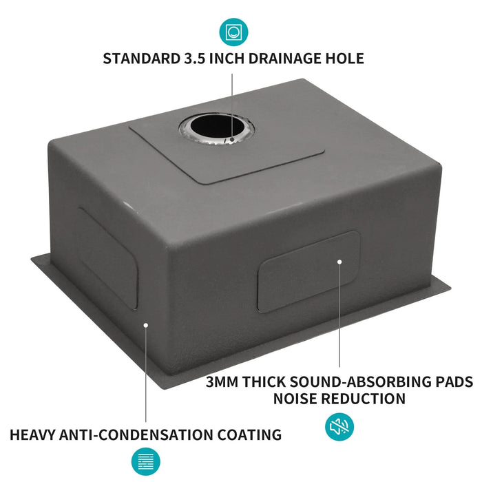 28 Inch Undermount Sink - 28' x 18' x 9' Undermount Stainless Steel Kitchen Sink 16 Gauge 9 Inch Deep Single Bowl Kitchen Sink Basin, Includes Drain Assembly (No Additional Accessories) - DTY Store