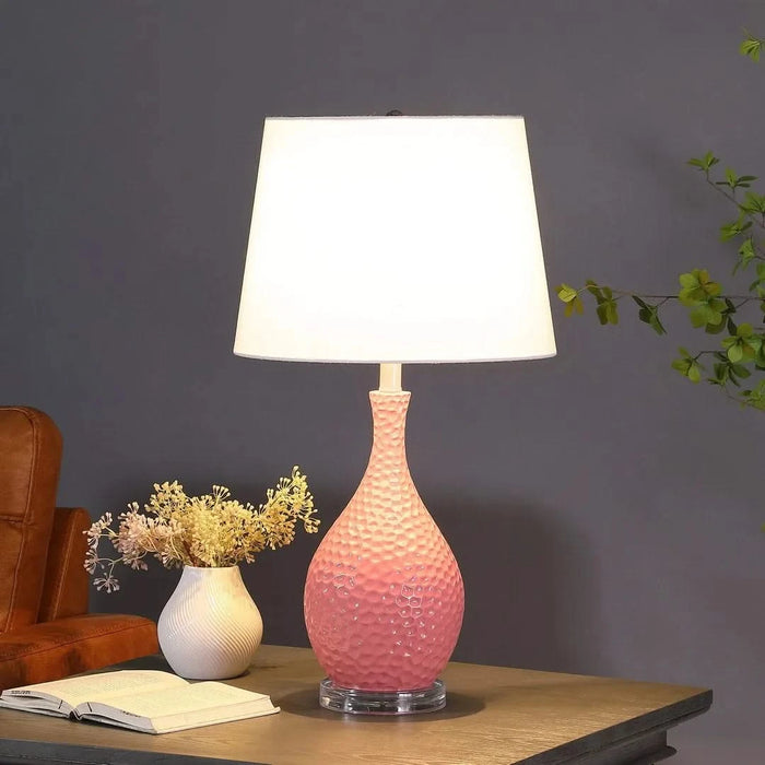 28' Pink Telli Pebble Mid-Century Resin Table Lamp Default -DTYStore