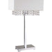 28' Tall Metal Table Lamp w/ Silver finish, White Shade w/ Crystal Accents Default -DTYStore